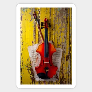 Baroque Violin Hanging On Yellow Wall Sticker